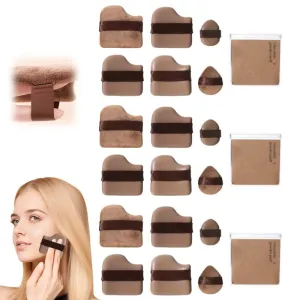 1 Box of 6 PCS Chocolate Color Quick Makeup Foundation Puff Set, Chocolate Biscuit Powder Puff Wet and Dry Dual Use Sponge Powder Puff Makeup Tool (3 set)