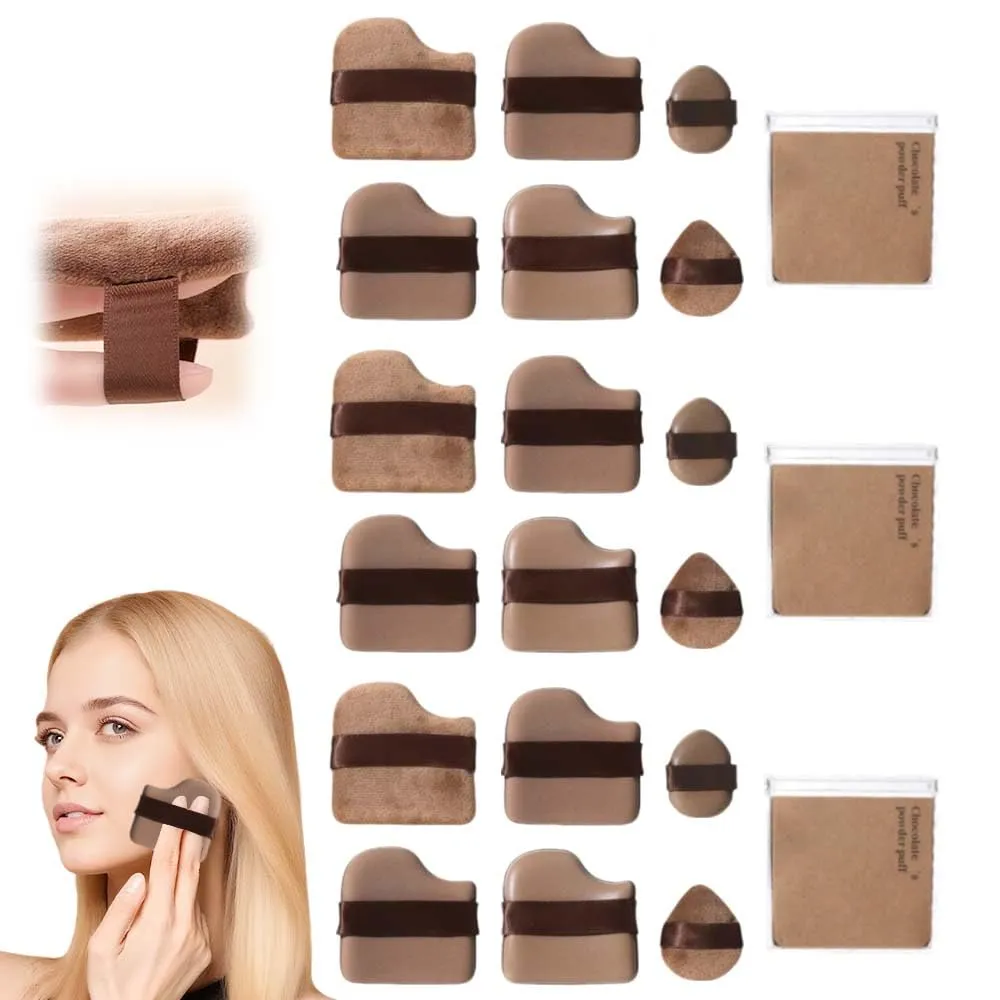 1 Box of 6 PCS Chocolate Color Quick Makeup Foundation Puff Set, Chocolate Biscuit Powder Puff Wet and Dry Dual Use Sponge Powder Puff Makeup Tool (3 set)
