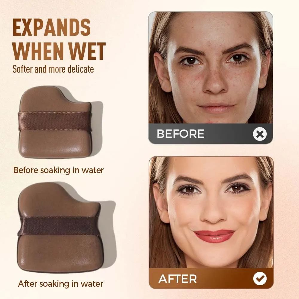1 Box of 6 PCS Chocolate Color Quick Makeup Foundation Puff Set, Chocolate Biscuit Powder Puff Wet and Dry Dual Use Sponge Powder Puff Makeup Tool (3 set)