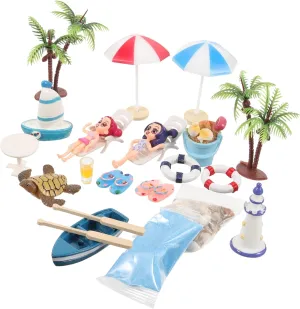1 Set Mini Beach Style Dollhouse Accessories Micro Scene Decorations for DIY Summer Vignettes Realistic Miniature Ornaments for Creative Play Chic Home Decor