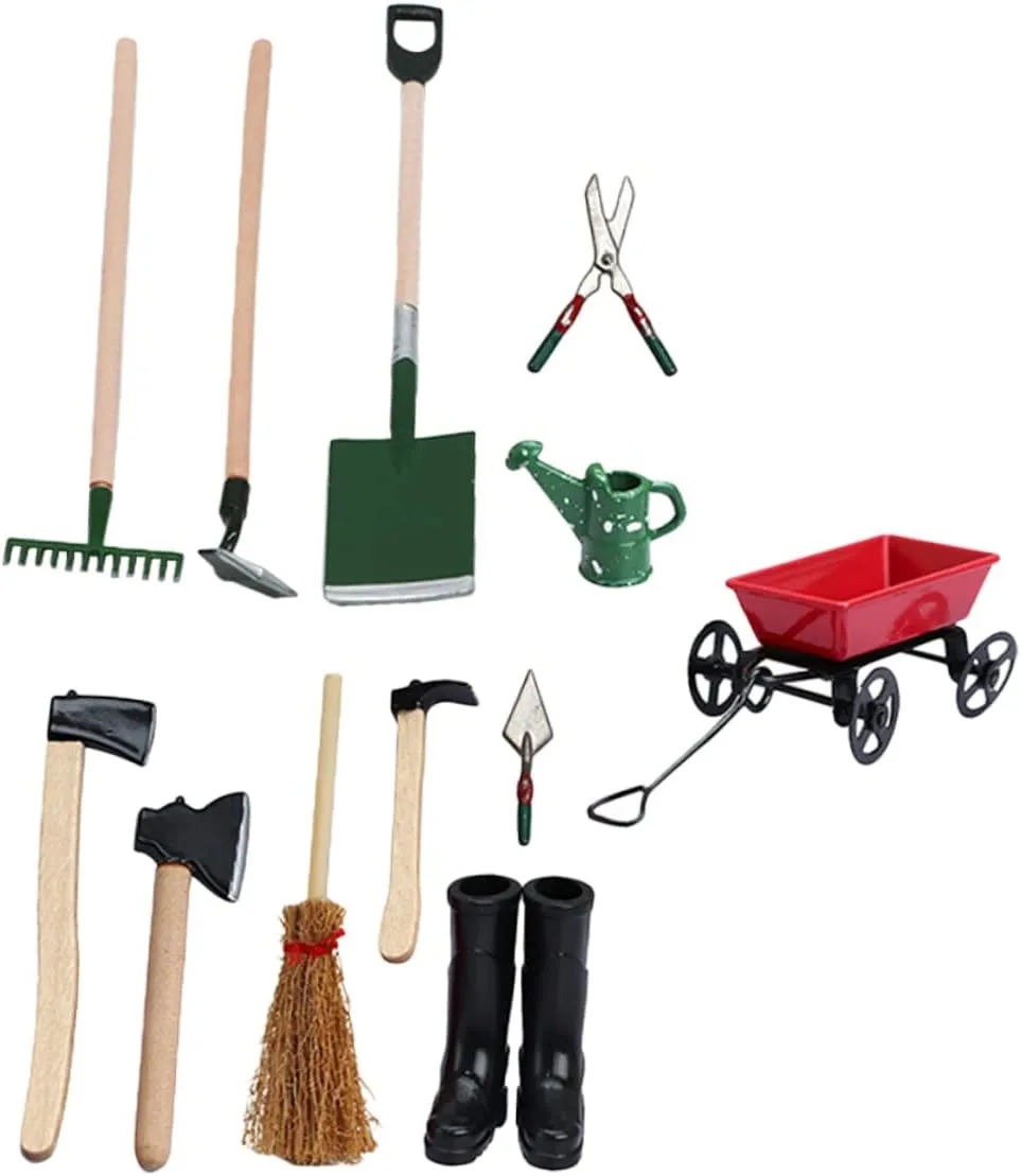 1 Set Mini Dollhouse Gardening Tools Miniature Dollhouse Farm Tools for DIY Fairy Garden Decoration Lightweight Design