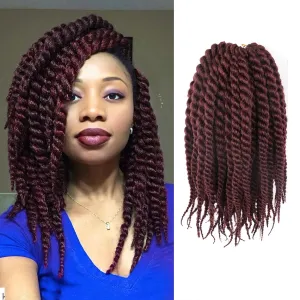 10 Inch Bob Jumbo Senegalese Twist Crochet Hair 7 Packs Havana Twists Crochet Braids for Black Women Pre Looped Kinky Crotchet Hair 2 Strand Twists Braids (10 Inch 99J- Black Burgundy)
