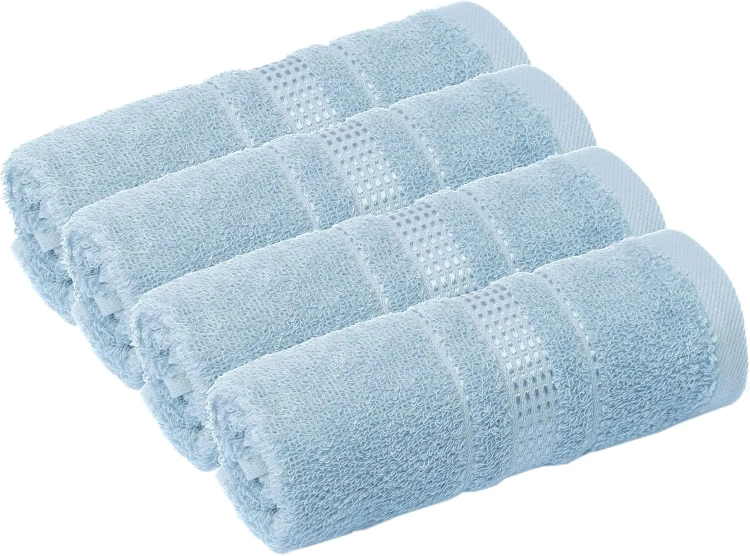 100% Cotton Washcloths for Bathroom, 4-Piece 12x12 in Wash Cloth Set, Turkish Small Hand Towels, Soft Rags for Face and Body, (Blue Washcloths)