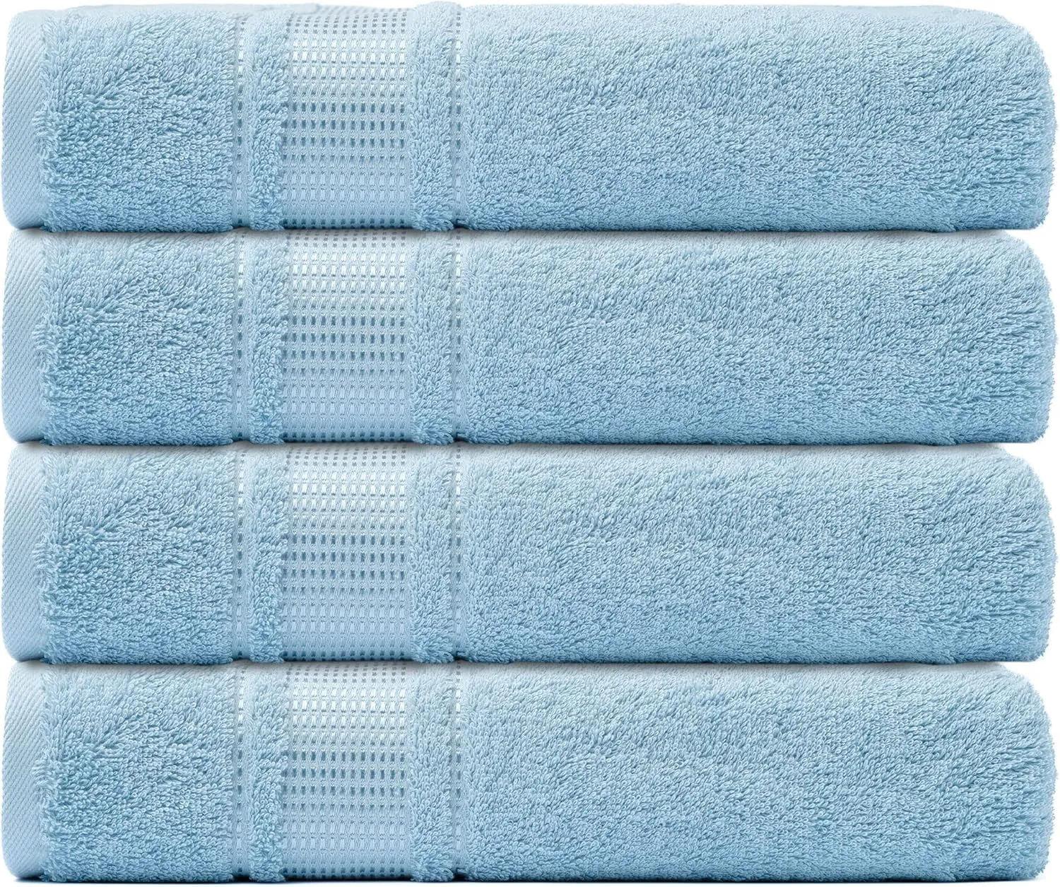 100% Cotton Washcloths for Bathroom, 4-Piece 12x12 in Wash Cloth Set, Turkish Small Hand Towels, Soft Rags for Face and Body, (Blue Washcloths)
