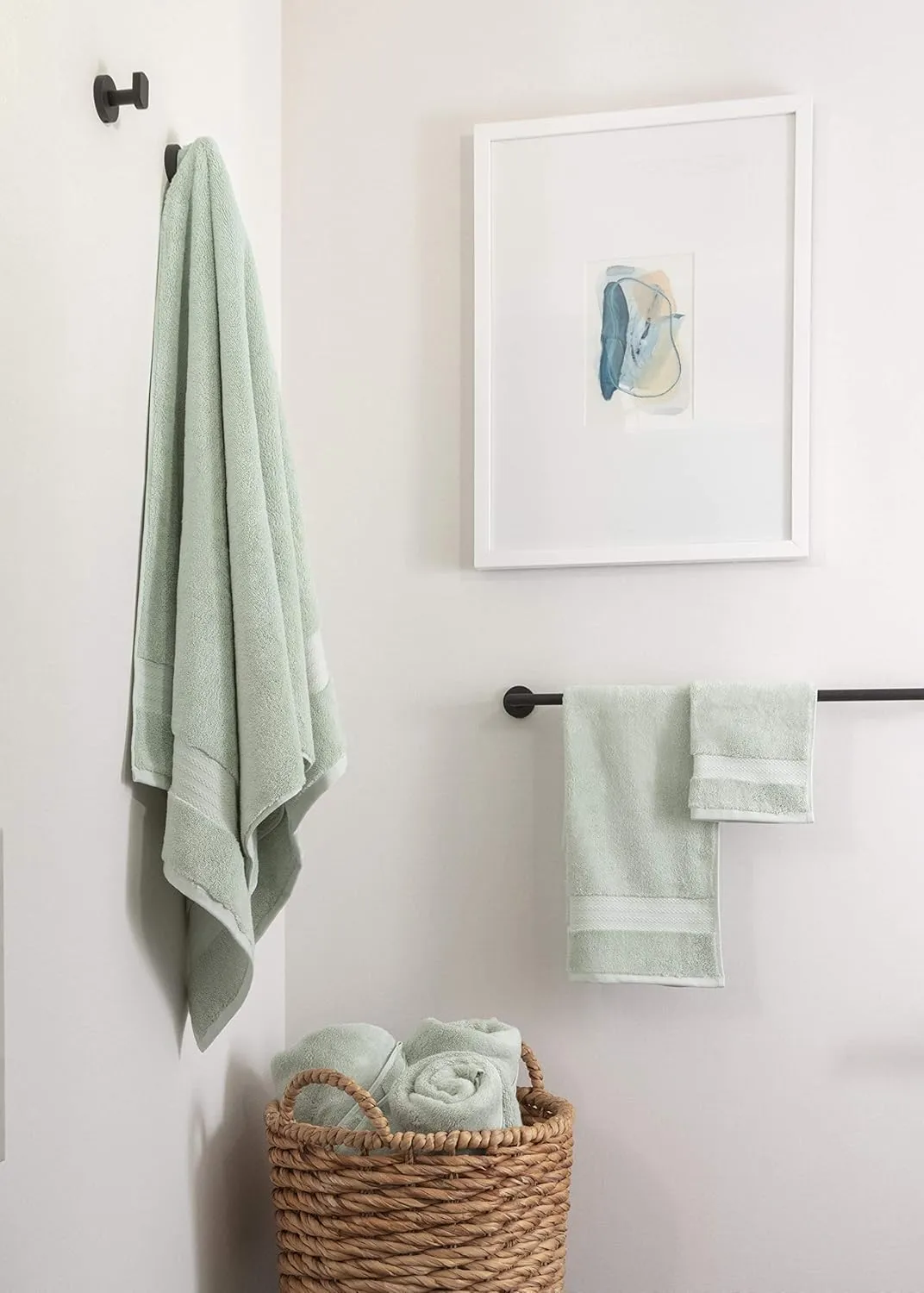 100% Organic Cotton Bath Towel Set | Bathroom Luxury Towel Set of 6 | GOTS Certified | Hotel Premium Towels | 700 GSM | 2 Bath Towels 30 x 56 | 2 Hand Towels 16 x 30 | 2 Wash Cloths 13 x 13 | Green