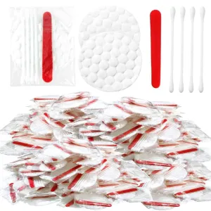 100 Sets Hotel Vanity Kit Individually Wrapped, Bulk Travel Cleaning Kit for Hotels Disposable Toiletries Homeless Care Package Supplies Bulk(Cosmetic Cotton Pads, Cotton Swabs, Nail File)