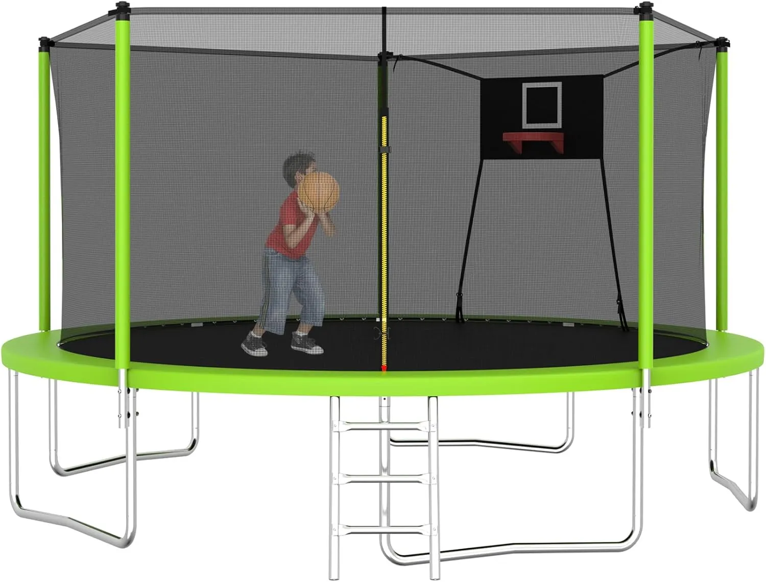 1000 LBS 14FT Outdoor Trampoline with Basketball Hoop & Safety Enclosure Net - ASTM Approved, Heavy-Duty Recreational Trampoline for Kids & Adults