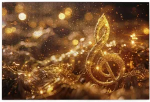 1000 Pieces Personalized Wooden Puzzle,Gold Musical Note with Fallen Shiny Star,for Adult and Kids Family, Super Difficult Jigsaw Puzzle,do You Dare to Challenge