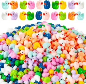 1000Pcs Mini Resin Duck Bulk Tiny Duck Figurine for Fairy Garden Landscape Aquarium Potted Plant Decoration Prank Game DIY Ornament Party to Hide, Party Toys Crafts Decor, 10 Colors