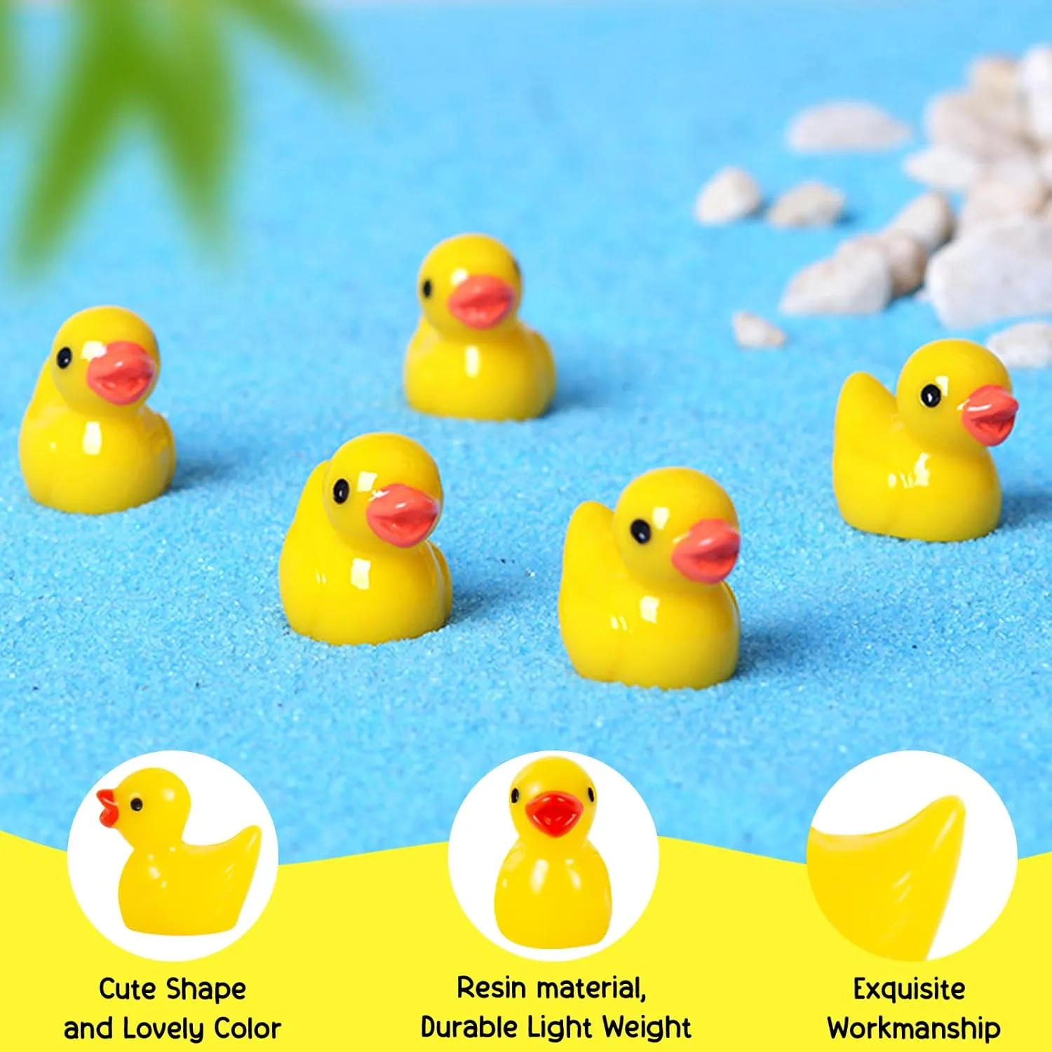 1000Pcs Mini Resin Ducks Bulk Tiny Duck Figurine for Fairy Garden Landscape Aquarium Potted Plant Decoration Prank Game DIY Ornament Party to Hide, Miniature Dollhouse Accessories, Yellow