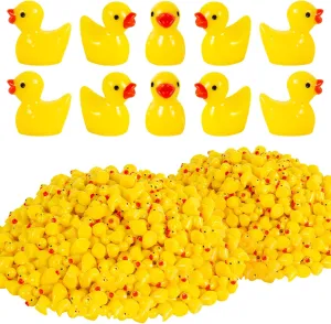 1000Pcs Mini Resin Ducks Bulk Tiny Duck Figurine for Fairy Garden Landscape Aquarium Potted Plant Decoration Prank Game DIY Ornament Party to Hide, Miniature Dollhouse Accessories, Yellow