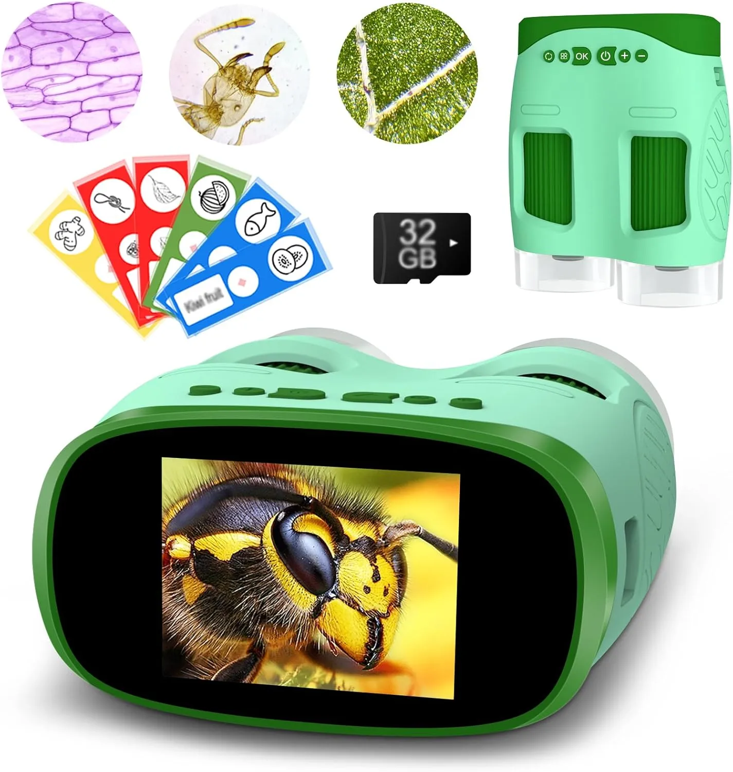 1000X HD Rechargeable Kids Microscope 4K 2" LCD – with Camera Telescope Function, Educational Gift for Ages 4-12, Perfect for Indoor Outdoor Exploration