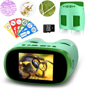 1000X HD Rechargeable Kids Microscope 4K 2" LCD – with Camera Telescope Function, Educational Gift for Ages 4-12, Perfect for Indoor Outdoor Exploration