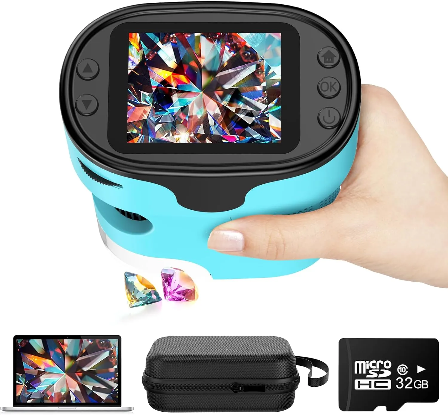 1000X Pocket Microscope for Kids - 4K 2.0" Screen, Digital Mini Scope with Slides Kit, Rechargeable Lab Handheld Portable Microscopes for Kids 4-12 Students Teens