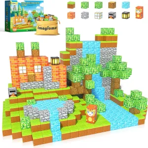 100PCS Magnetic Blocks - Build Mine Magnet World Forest Fox Adventure Set, Magnetic Toys Kids Games for Boys & Girls Age 3-5 5-7 8-12, Sensory Construction Outdoor Toys for Toddlers Birthday Gifts