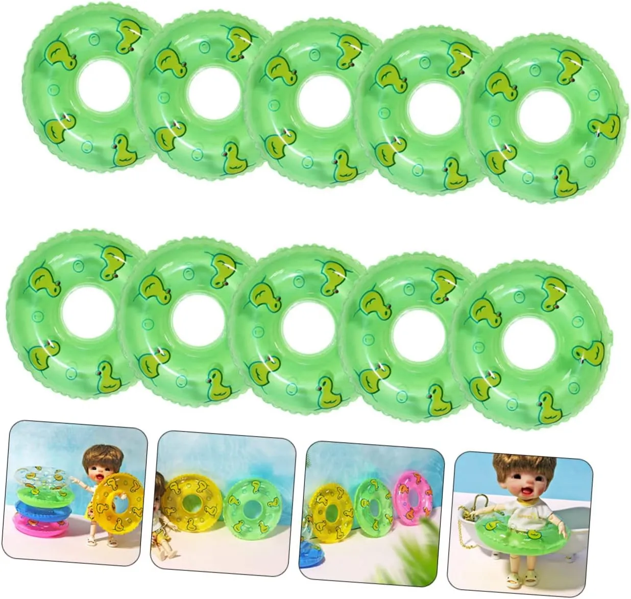 10pcs Duckling Swimming Ring Miniatures Miniture Decoration Kids Decor Dashboard Decorations Mini Swim Mini Duck Accessories Cartoon Mini Swim Rings Mini House Swim Rings Beach Toy