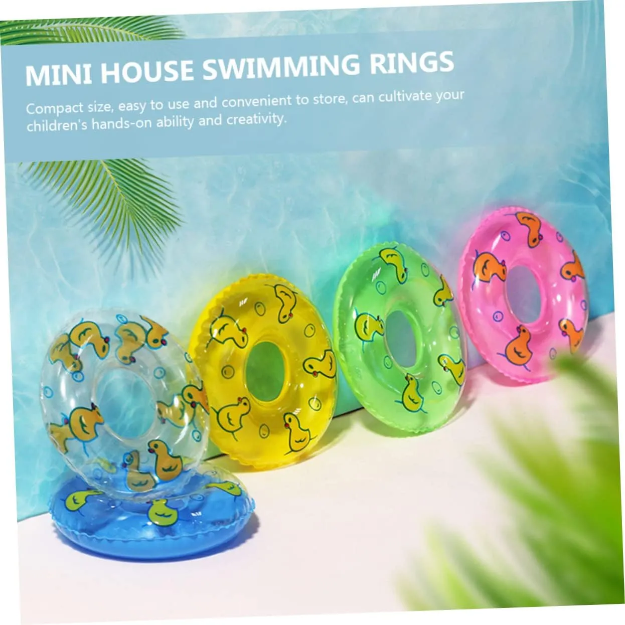 10pcs Duckling Swimming Ring Miniatures Miniture Decoration Kids Decor Dashboard Decorations Mini Swim Mini Duck Accessories Cartoon Mini Swim Rings Mini House Swim Rings Beach Toy