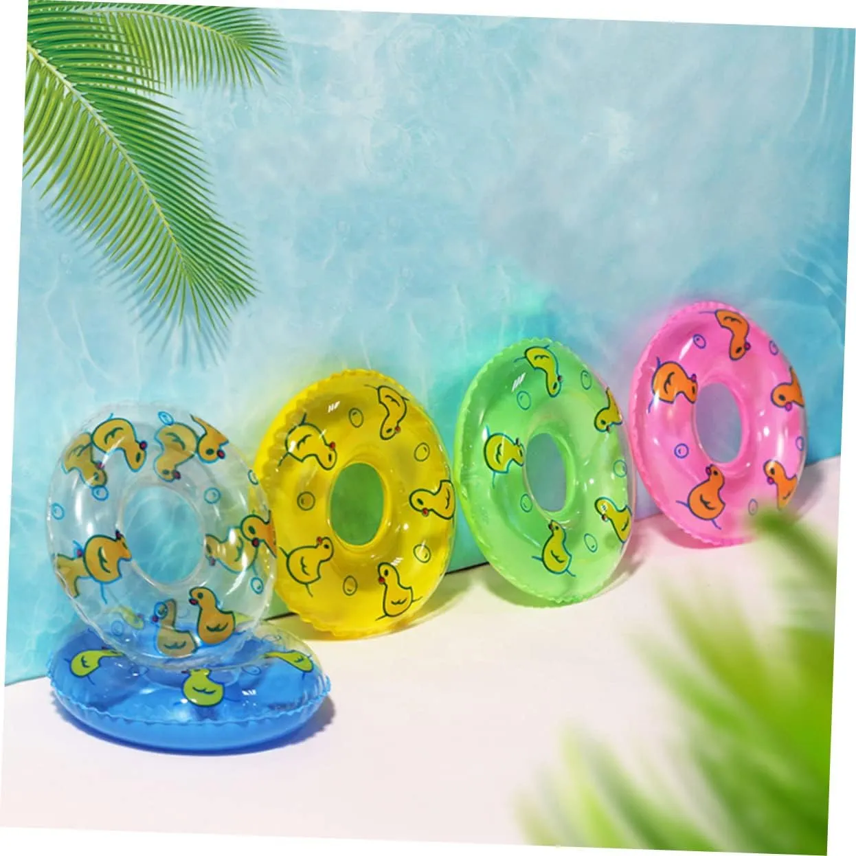 10pcs Duckling Swimming Ring Miniatures Miniture Decoration Kids Decor Dashboard Decorations Mini Swim Mini Duck Accessories Cartoon Mini Swim Rings Mini House Swim Rings Beach Toy
