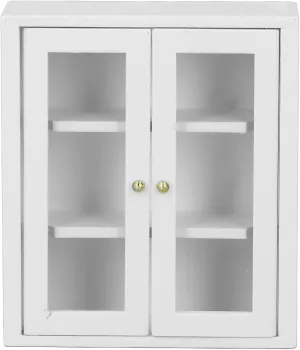 1:12 Dollhouse Wall Cabinet,Wooden Miniature Kitchen Cabinet for Dollhouse Accessories (White)