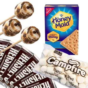 112-Piece S’mores Kit – Makes 24 S’mores – Includes 30” Birch Roasting Sticks, Graham Crackers, Chocolate & Marshmallows – Great for Camping, Bonfires, Parties