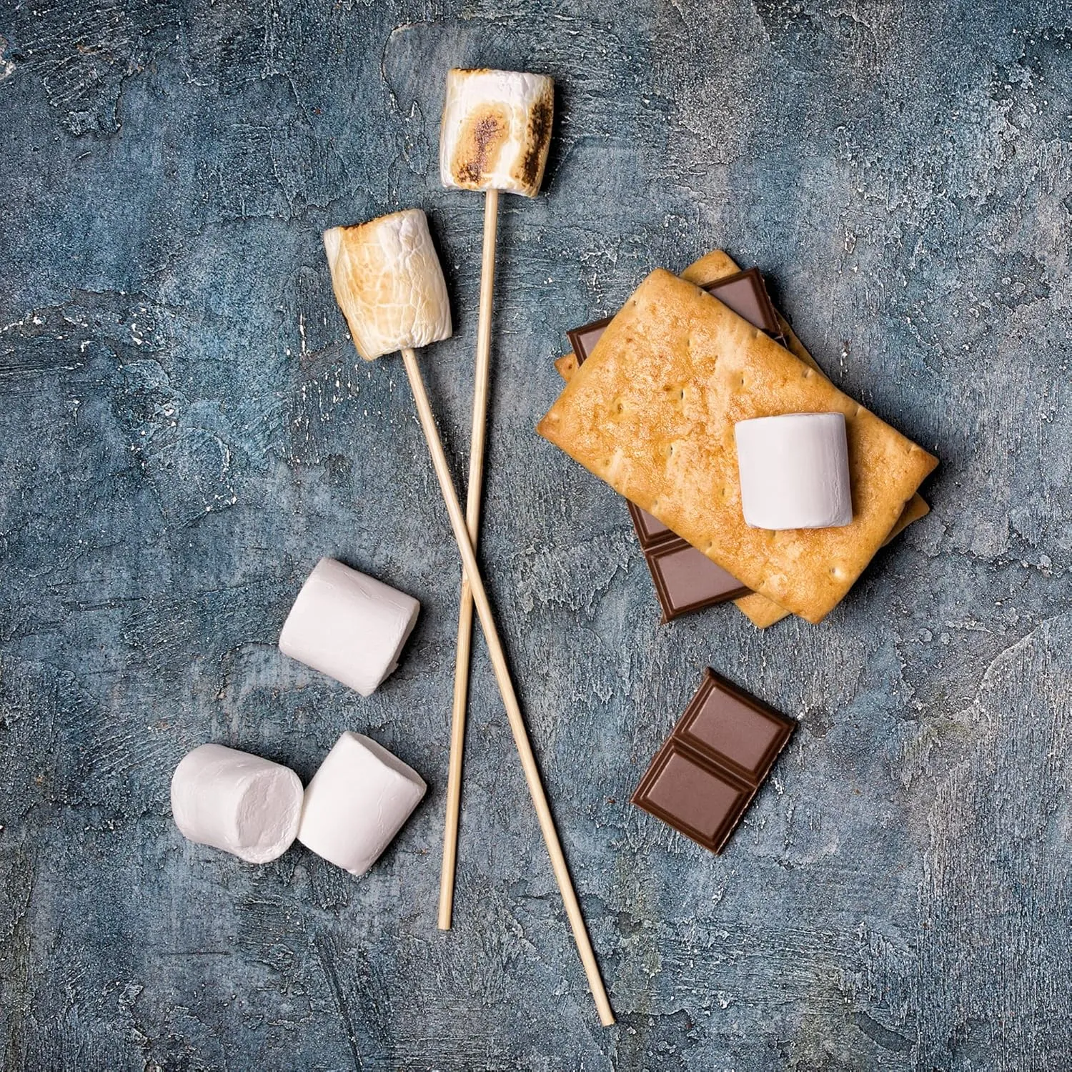 112-Piece S’mores Kit – Makes 24 S’mores – Includes 30” Birch Roasting Sticks, Graham Crackers, Chocolate & Marshmallows – Great for Camping, Bonfires, Parties