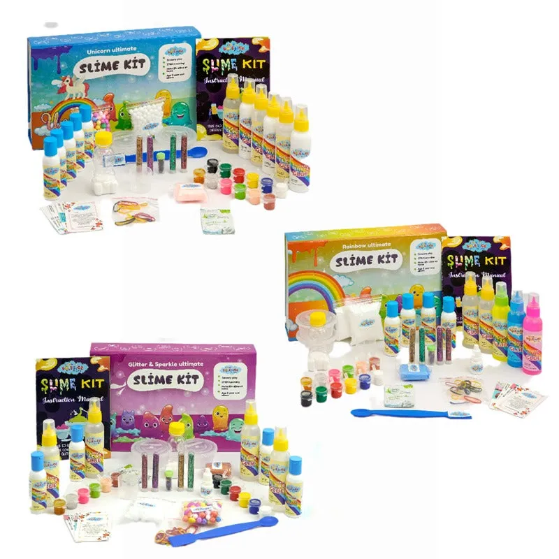 118 Pieces Ultimate DIY Slime Making Kit (Glitter and Sparkle, Unicorn, and Rainbow Slime Kit - Make 70  Slime) Combo Pack of 3
