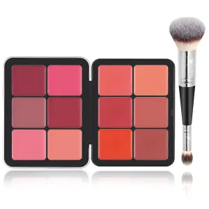 12 Colors Powder Blush Face Makeup Lightweight Smooth Blushes Contour Highlighter All-in-One Xmas Makeup Palette with Soft Beauty Brush - High Impact Buildable Blusher Cosmetics Gifts