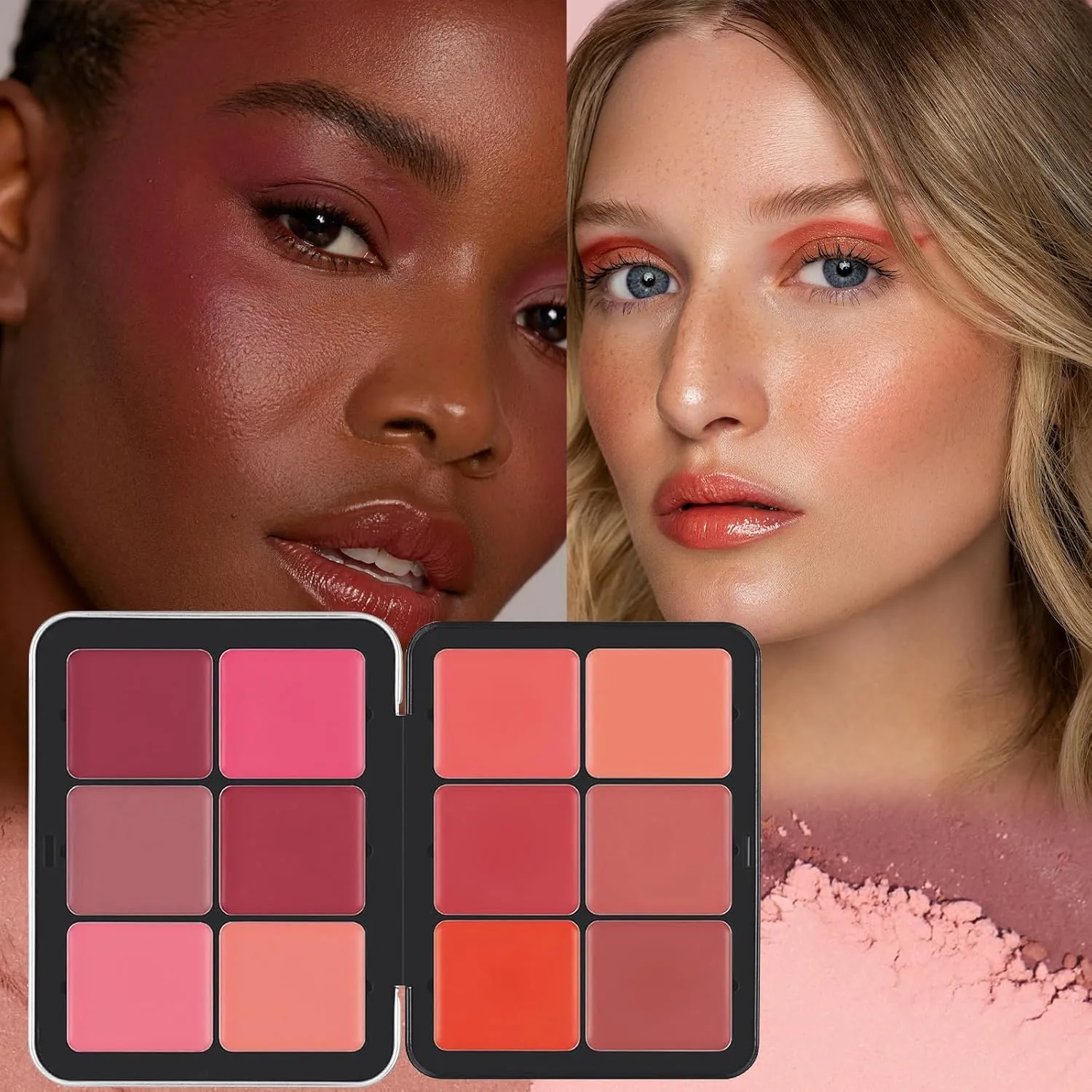 12 Colors Powder Blush Face Makeup Lightweight Smooth Blushes Contour Highlighter All-in-One Xmas Makeup Palette with Soft Beauty Brush - High Impact Buildable Blusher Cosmetics Gifts