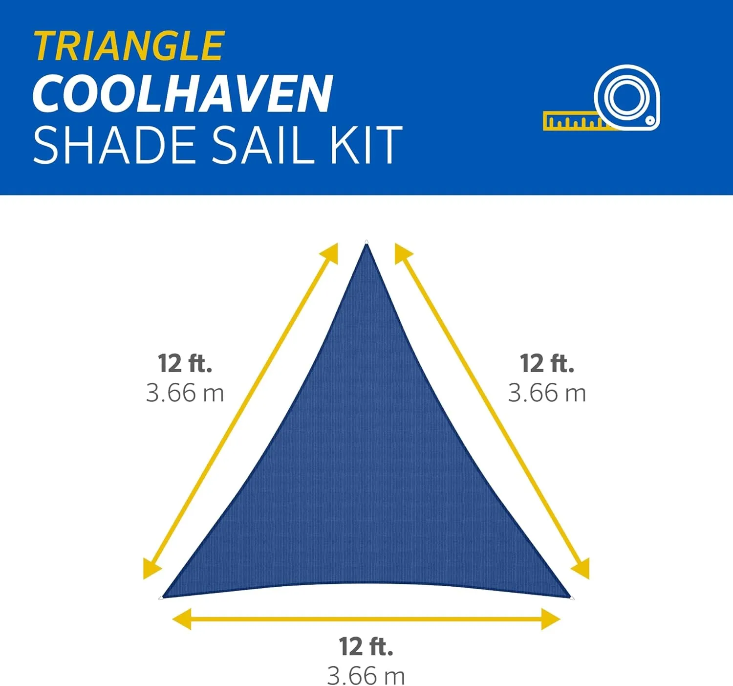 12' Coolhaven Shade Sail Kit, Triangle - Sapphire