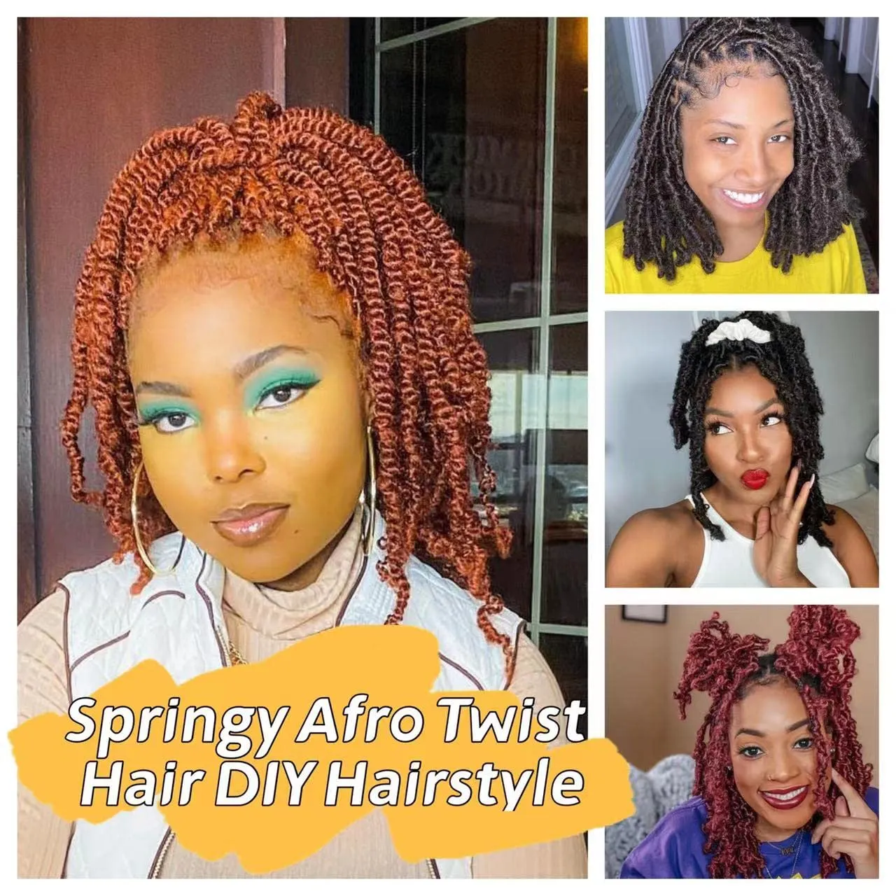 12 Inch Marley Twist Braiding Hair 8 packs Springy Afro Twist Hair Kinky Afro Twist Crochet Hair fot Braiding Natural Black Pre-Separated Springy Afro Twist Hair Spring Twist Extension for Black Women
