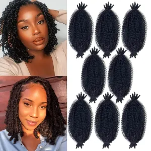 12 Inch Marley Twist Braiding Hair 8 packs Springy Afro Twist Hair Kinky Afro Twist Crochet Hair fot Braiding Natural Black Pre-Separated Springy Afro Twist Hair Spring Twist Extension for Black Women