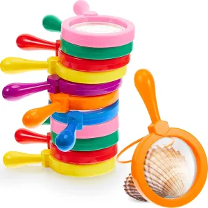 12 Pack Kids Science Learning Toys Kids Magnifying Glass with Stand Easy Grasp Jumbo Magnifiers 3X Magnification Exploration Science Preschool Learning Toys for Play Reading Book Map Insect
