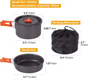 12 Piece Camping Cookware Set - Portable Mess Kit by Sirius Survival