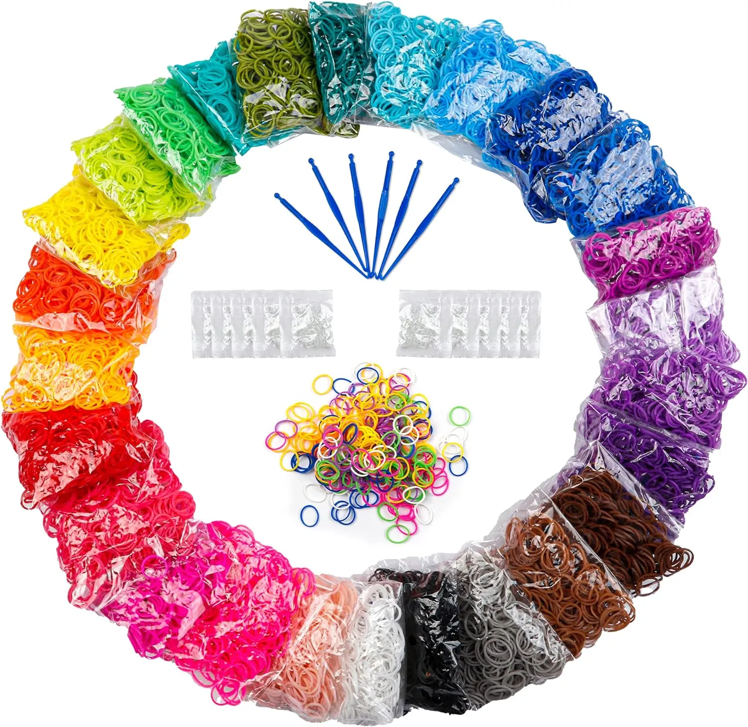 12730  Loom Rubber Bands Refill Kit in 26 Color with 500 Clips,6 Hooks, Premium Bracelet Making Kit for Weaving DIY Crafting Gift