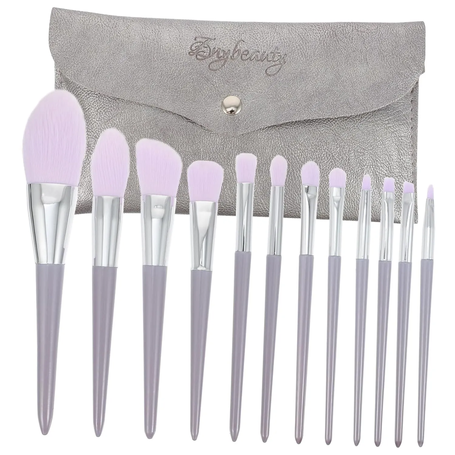 12Pcs Makeup Brush with Wood Handle Storage Bag for Women Professional Foundation Blush and Eye Brushes Premium Synthetic Hair for Smooth Application