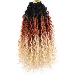14 Inch Crochet Hair Goddess Locs 7 Packs Bohemian Locs Crochet Hair with Curly Ends Pre Looped Soft Faux Locs Crochet Hair for Black Women River Locs Crohet Braids (14 Inch,1B/350/613)