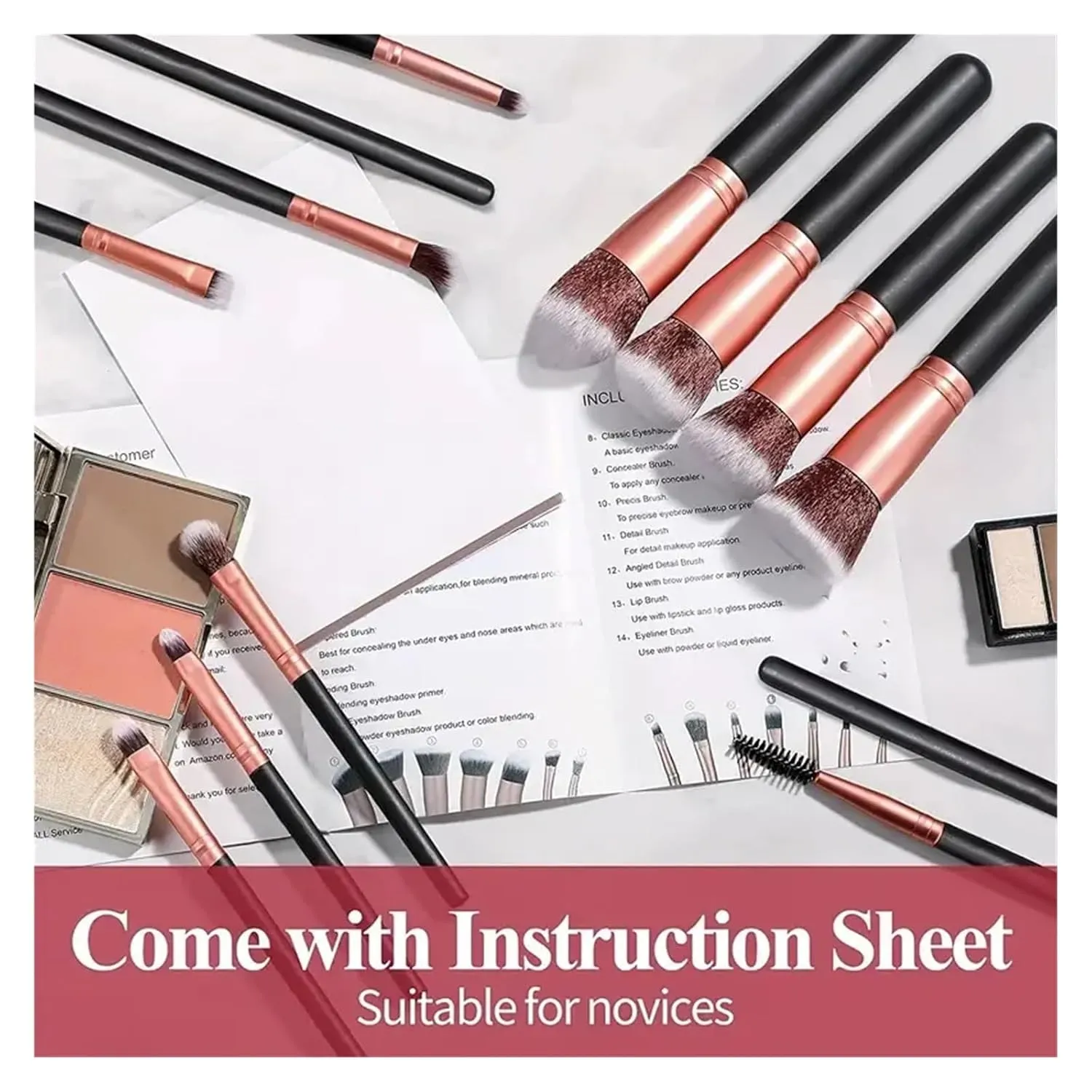 14/16 Pcs Makeup Brush Set Premuim Soft Fluffy Cosmetic Foundation Powder Eyeshadow Kabuki Blending Make Up Brush Beauty Tool(16-RED)