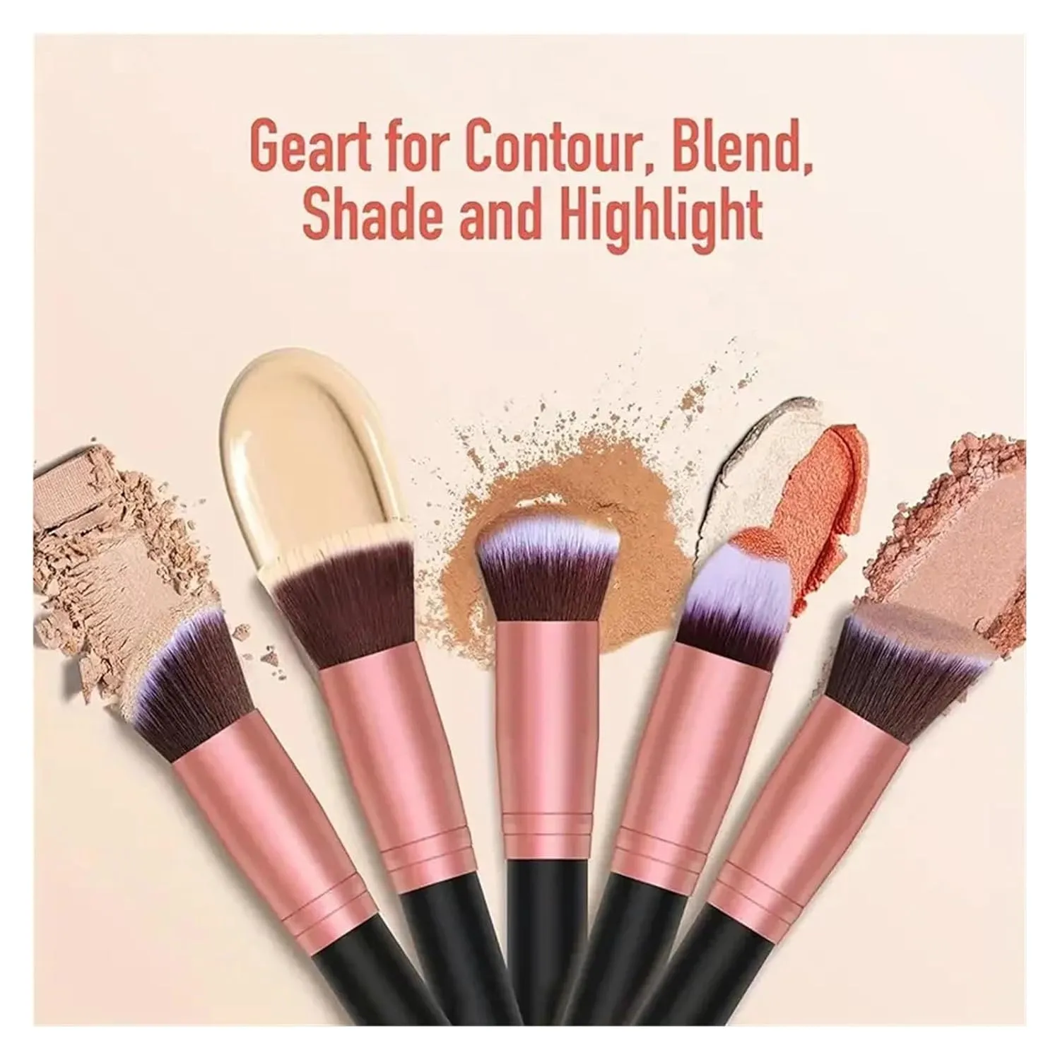 14/16 Pcs Makeup Brush Set Premuim Soft Fluffy Cosmetic Foundation Powder Eyeshadow Kabuki Blending Make Up Brush Beauty Tool(16-RED)