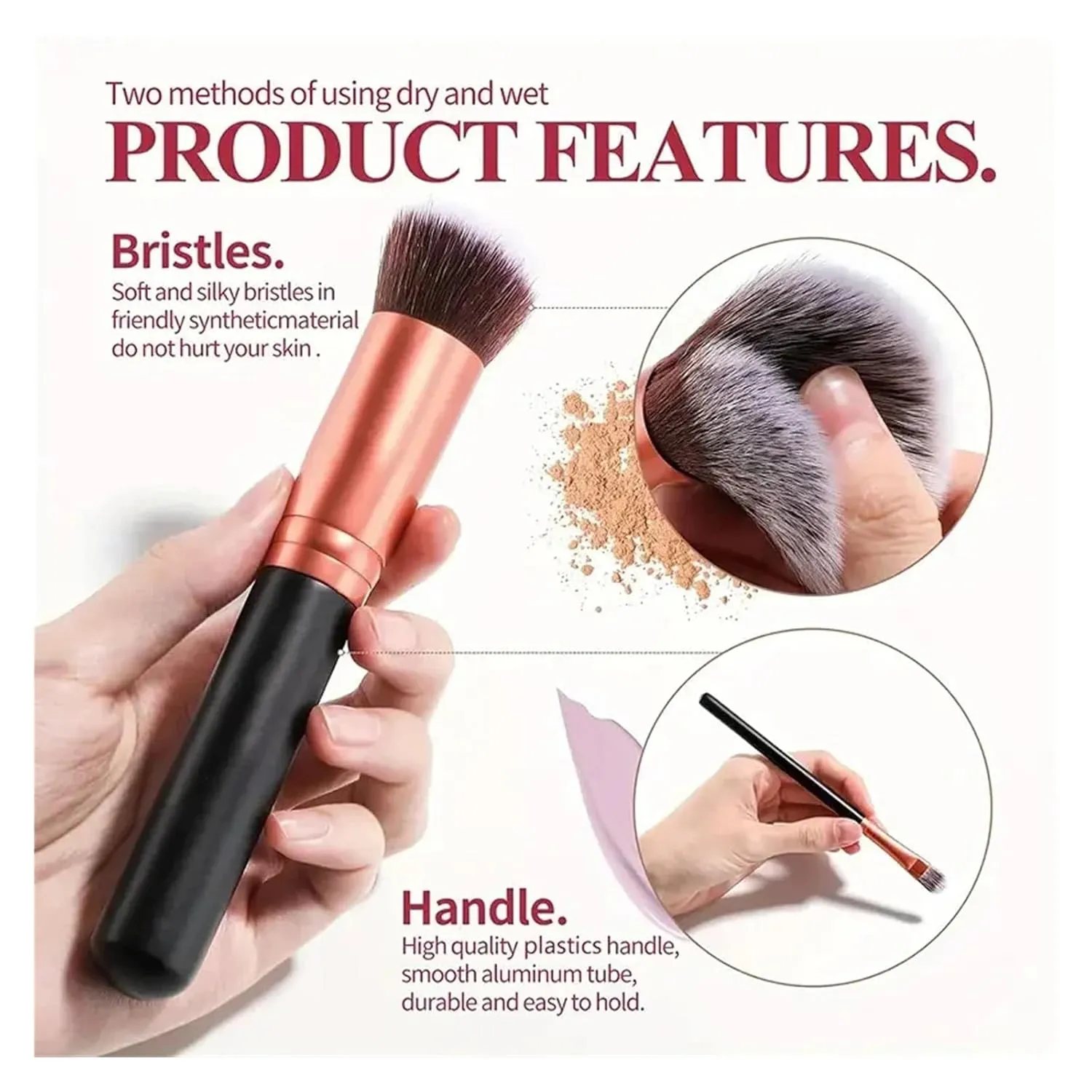 14/16 Pcs Makeup Brush Set Premuim Soft Fluffy Cosmetic Foundation Powder Eyeshadow Kabuki Blending Make Up Brush Beauty Tool(16-RED)