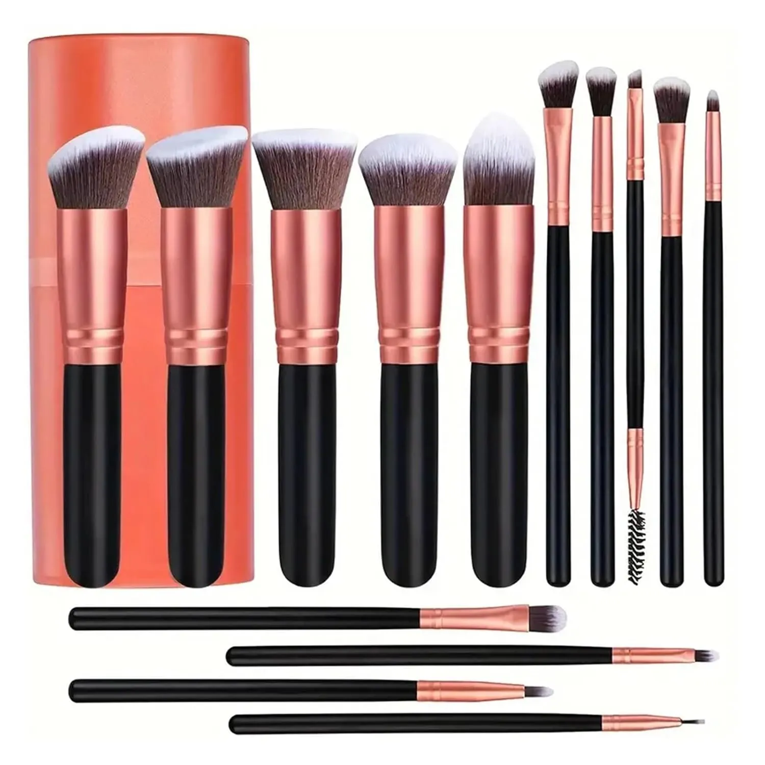 14/16 Pcs Makeup Brush Set Premuim Soft Fluffy Cosmetic Foundation Powder Eyeshadow Kabuki Blending Make Up Brush Beauty Tool(16-RED)