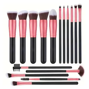 14/16 Pcs Makeup Brush Set Premuim Soft Fluffy Cosmetic Foundation Powder Eyeshadow Kabuki Blending Make Up Brush Beauty Tool(16-RED)