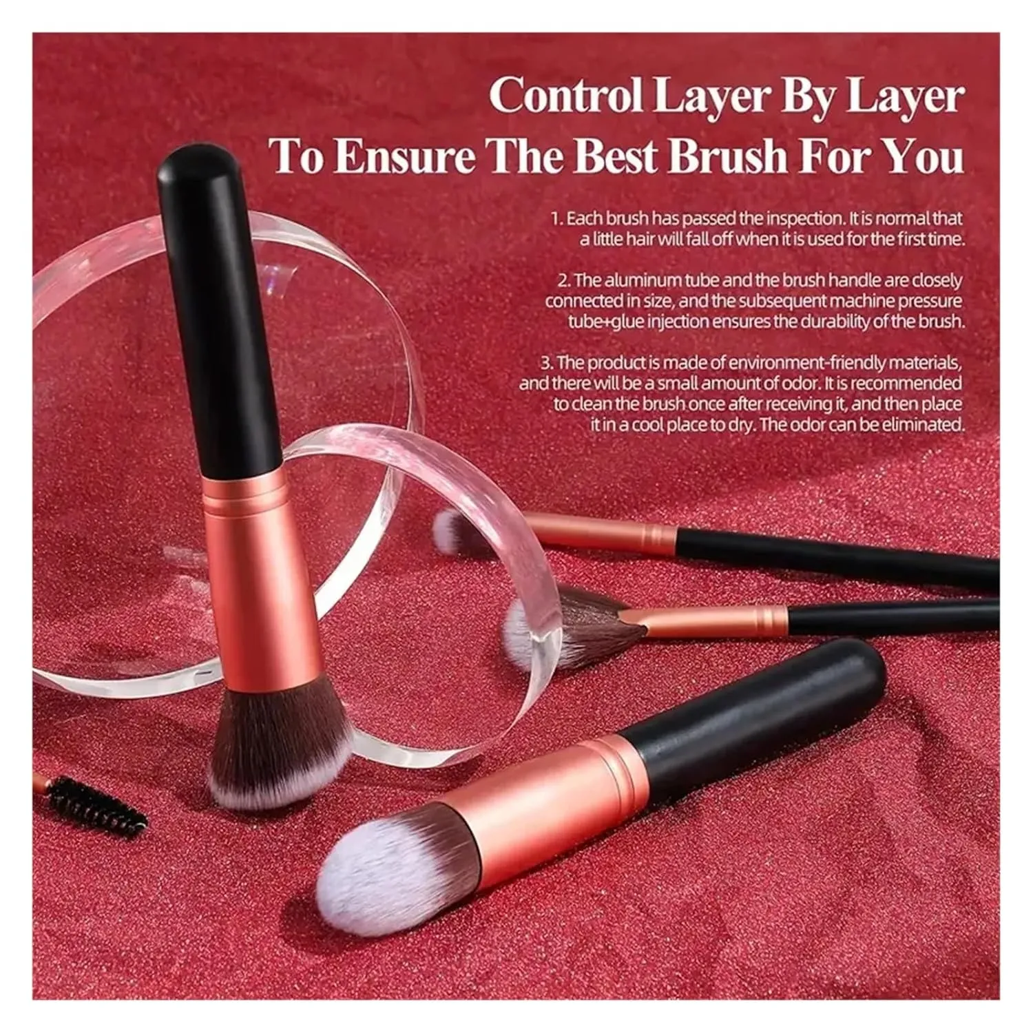 14/16 Pcs Makeup Brush Set Premuim Soft Fluffy Cosmetic Foundation Powder Eyeshadow Kabuki Blending Make Up Brush Beauty Tool(16-RED)