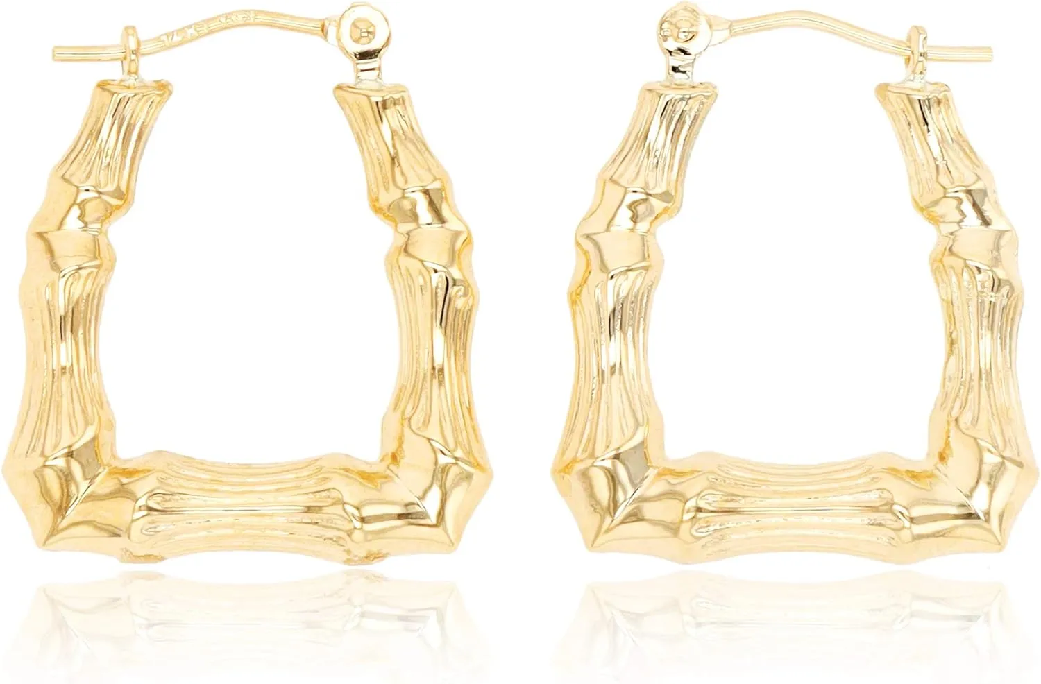 14K Yellow Gold 2mm Thick Hoop Earrings with Hinged Clasp | Bamboo, Channeled, Square, Oval And U Shaped | Hypoallergenic Hoops For Sensitive Ears | Solid Gold Earrings For Women