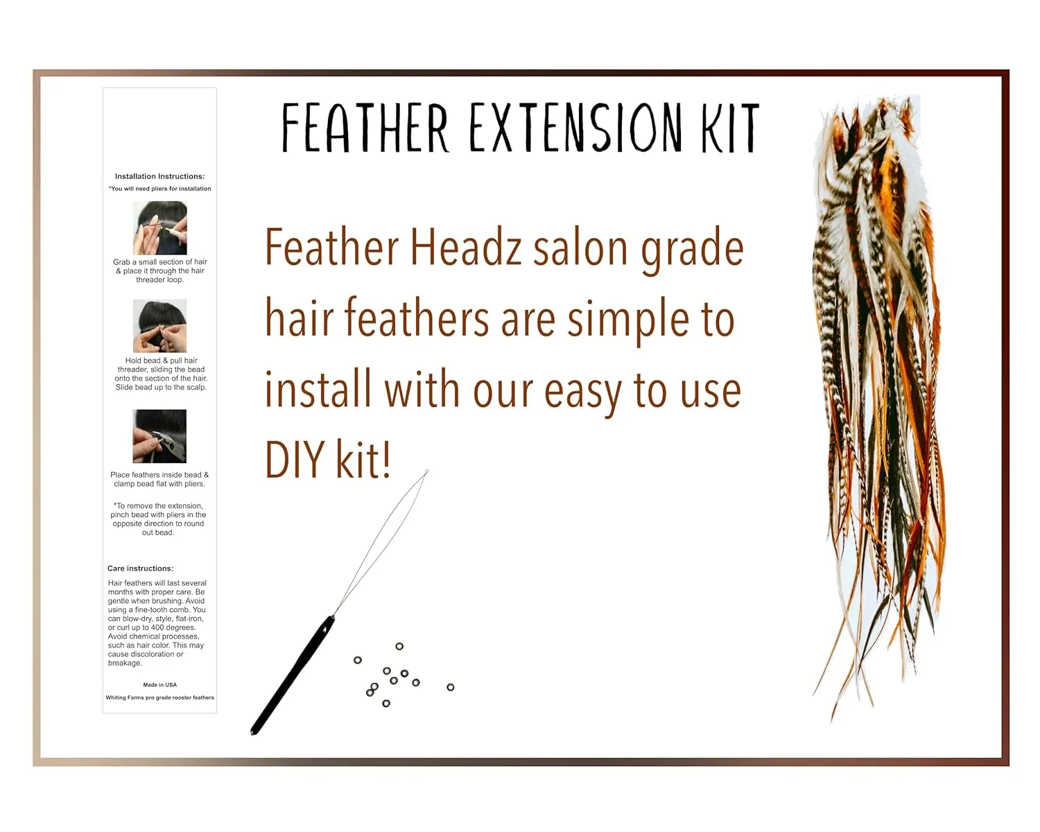 15 Natural Fluffy Color Hair Feathers - 7”- 12” Long - Natural Fluffy Hair Extension, Feather Hair Extension DIY Kit - Eye-Catching Design - 20 Micro-link Beads - 100% Real Rooster Feathers