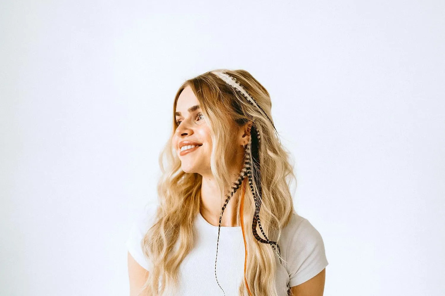 15 Natural Fluffy Color Hair Feathers - 7”- 12” Long - Natural Fluffy Hair Extension, Feather Hair Extension DIY Kit - Eye-Catching Design - 20 Micro-link Beads - 100% Real Rooster Feathers