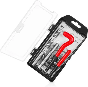 15 PCS Thread Repair Kit M12*1.75mm, Helicoil Metric Thread Repair Insert Kit with HSS Drill Bits, Rethreading Inserts Tool Set for Damaged Thread Repairing (Red)