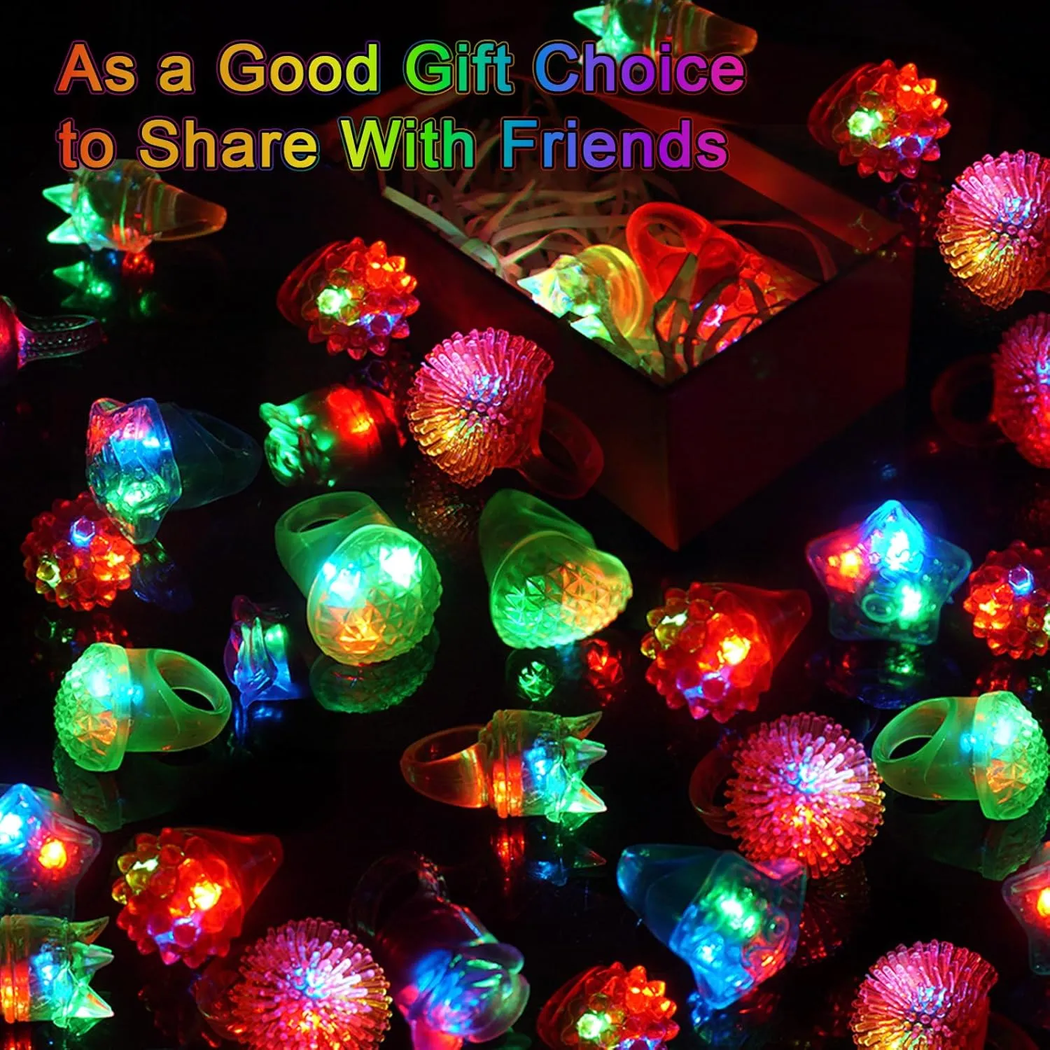 150 Pack LED Light Up Rings, Glow in the Dark Party Supplies, 6 Style Flashing Glow in the Dark Rings for Adults & Kids Birthday Party Favors,Classroom Prizes,Concert,Goodie Bag Fillers, Raves