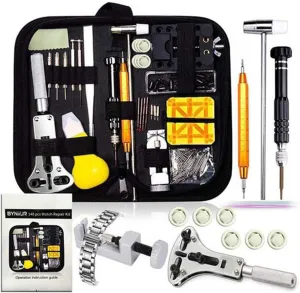 150 Pieces Watch Repair Tool Kit Watch Link Pin Remover Shell Opener Spring Bar Remover Watch Battery Replacement Strap Needle Watch Repair Tool Kits