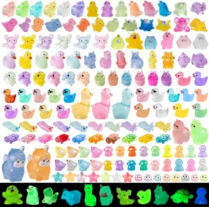 152 Pcs Luminous Mini Resin Animals Tiny Resin Animals Figures to Hide Glow in The Dark Miniature Ducks for Micro Landscape Dollhouse Potted Aquarium Fairy Garden DIY Decor