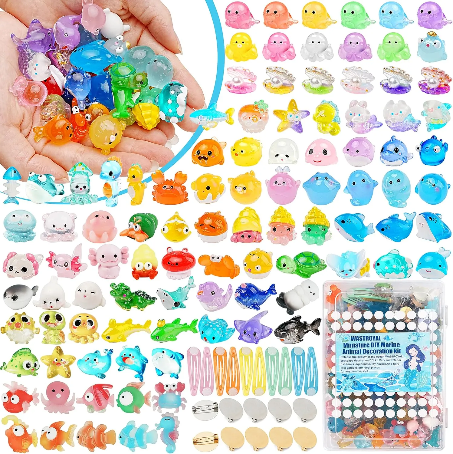 153pcs Ocean Mini Resin Animals 121 Styles Tiny Sea Resin Animals Figurines Miniature Little Plastic Animal for Garden Micro Landscape DIY Fish Tank Aquarium Potted Dollhouse Decor (Ocean)